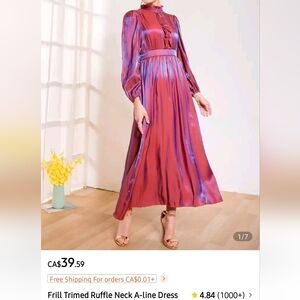 3/55$ - Excellent Condition - Elegant Frill Trimmed A-Line Dress